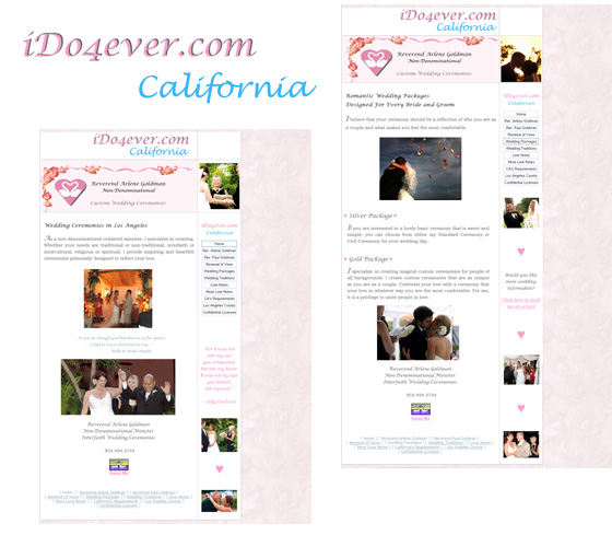 Portfolio: California Wedding Website Design